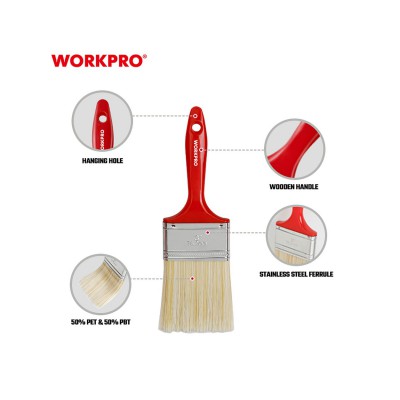 ΠΙΝΕΛΑ WORKPRO KOKKINA 2" (50mm) ΠΛΑΣΤΙΚΗ ΛΑΒΗ WP325003