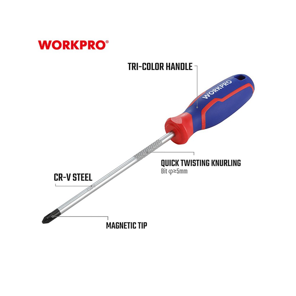 ΚΑΤΣΑΒΙΔΙ ΜΑΓΝΗΤΙΚΟ ΣΤΑΥΡΟΥ PH1x100mm WP221029 WORKPRO ΚΑΤΣΑΒΙΔΙΑ